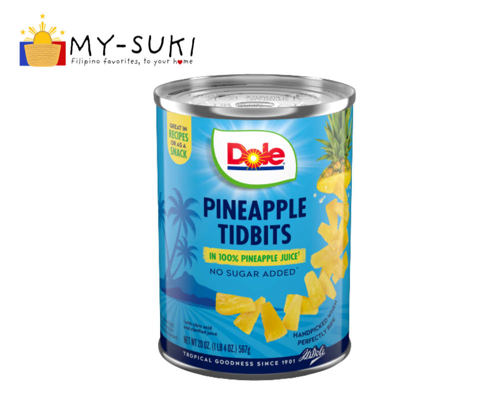 Dole Pineapple Tidbits in 100% Pineapple Juice No Sugar Added 567g