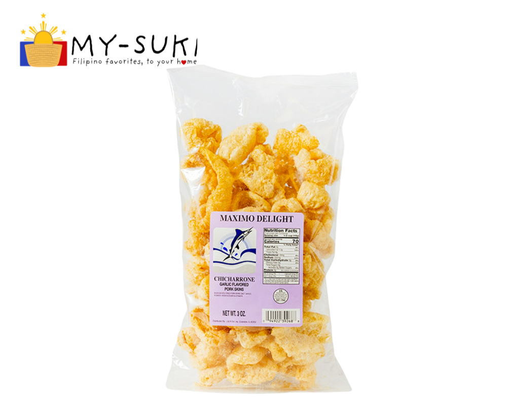 Maximo Delight Chicharrons Pork Skin Garlic 3oz 85g Purple