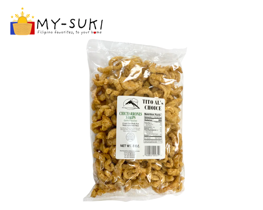 Tito Als Pork Chicharrons Strips GARLIC 8oz 227g White